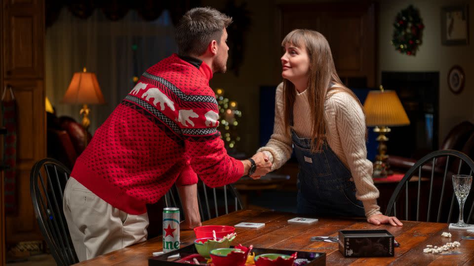 Robbie Amell and Leighton Meester in "EXmas." - Paulina Stevens/EXmas Film Inc.