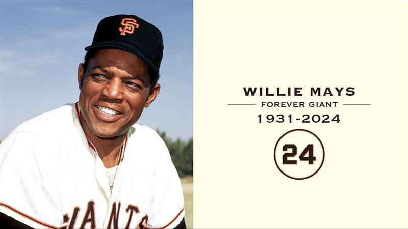 巨人名人堂球星梅斯（Willie Mays）過世，享壽93歲。（圖／翻攝自巨人推特）