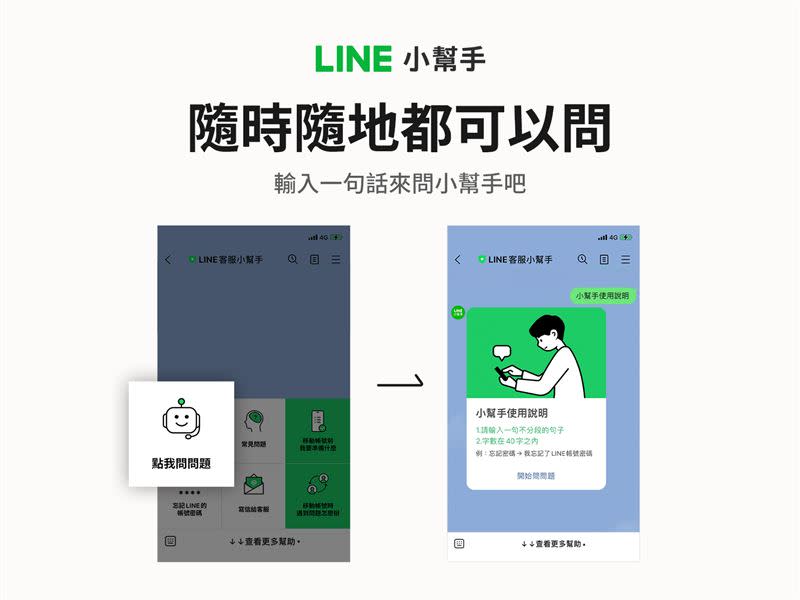  建議問問題時要輸入一句不分段、不分行的句子。（圖／LINE提供）