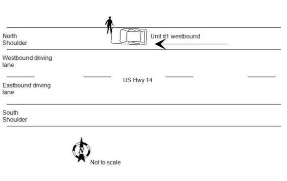 A crash diagram from the South Dakota Highway Patrol shows where Joe Boever was struck by Attorney General Jason Ravnsborg's vehicle.