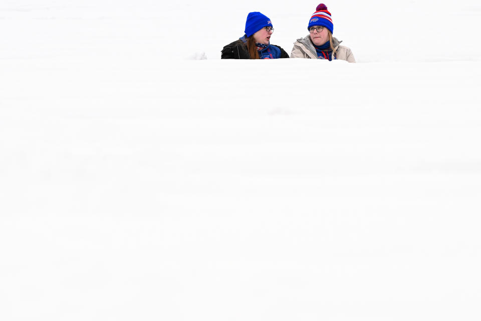 Bills fans sit in snow-filled seats prior to Monday's game. (Kathryn Riley/Getty Images)