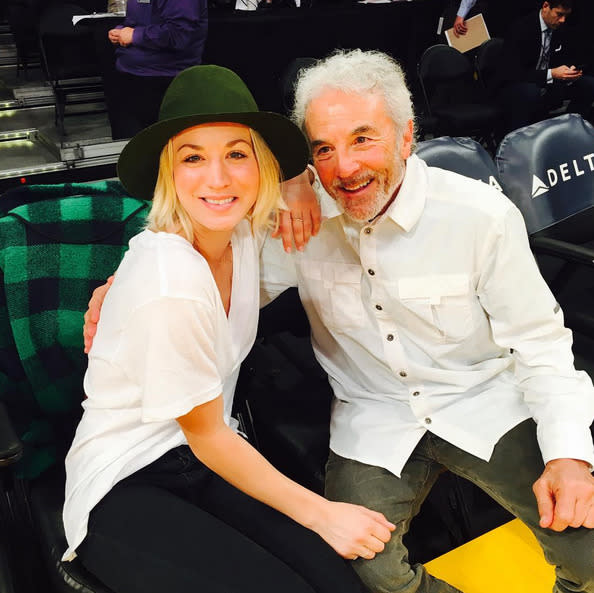 Kaley Cuoco, with her dad: “#atthelakersgame me and dad! @glzdovr” -@normancook