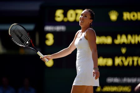 Tennis - Wimbledon - All England Lawn Tennis & Croquet Club, Wimbledon, England - 4/7/15 Women's Singles - Serbia's Jelena Jankovic during her third round match Mandatory Credit: Action Images / Tony O'Brien Livepic