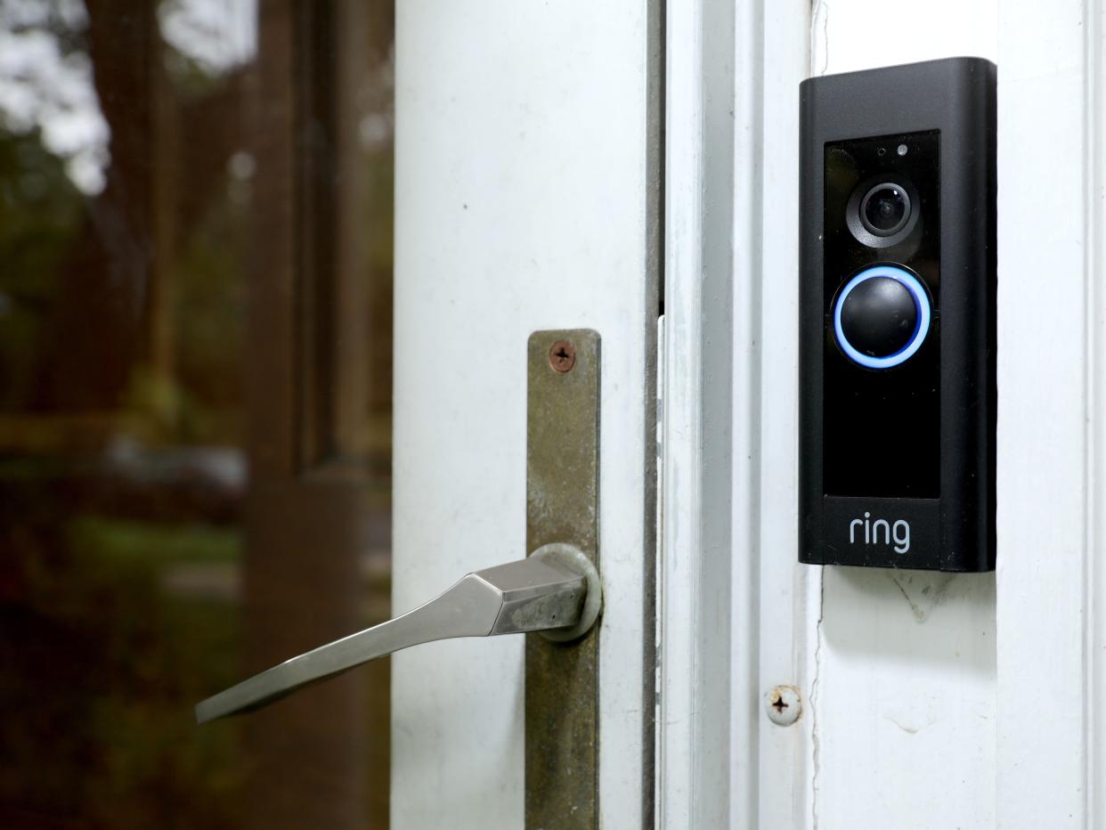 SILVER SPRING, MARYLAND - AUGUST 28: A doorbell device with a built-in camera made by home security company Ring is seen on August 28, 2019 in Silver Spring, Maryland. These devices allow users to see video footage of who is at their front door when the bell is pressed or when motion activates the camera. According to reports, Ring has made video-sharing partnerships with more than 400 police forces across the United States, granting them access to camera footage with the homeowners’ permission in what the company calls the nation’s 'new neighborhood watch.' (Photo by Chip Somodevilla/Getty Images)