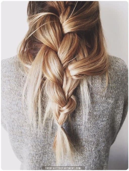 <p>This undone braid is tousled and gorgeous.</p><p>Get the full tutorial <a href="http://thebeautydepartment.com/2015/10/the-un-done-braid/" rel="nofollow noopener" target="_blank" data-ylk="slk:here.;elm:context_link;itc:0;sec:content-canvas" class="link ">here.</a></p>
