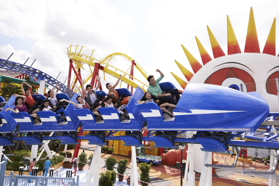 The latest attraction Polar Adventure features bobsled rides   like this brand new Arctic Blast roller, a steel power coaster,   as well as gift shops.