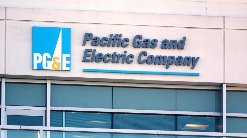 PHOTO: In this March 12, 2019, file photo, their logo is shown atop the headquarters of utility company Pacific Gas and Electric, in San Ramon, Calif. (Getty Images, FILE)