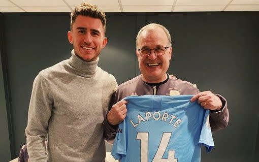 Aymeric Laporte and Marcelo Bielsa - Twitter: @Laporte