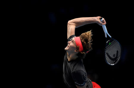 Tennis - ATP Finals - The O2, London, Britain - November 18, 2018 Germany's Alexander Zverev in action during the final against Serbia's Novak Djokovic Action Images via Reuters/Tony O'Brien