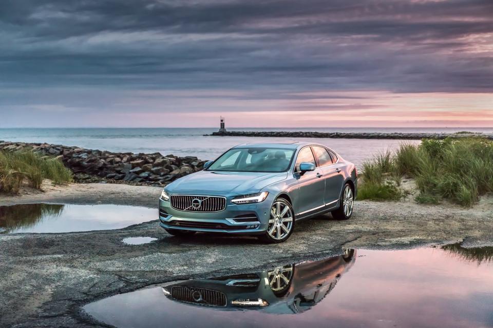 <p>Wearing one of the most dramatic designs Volvo has turned out in years, <a href="https://www.caranddriver.com/volvo/s90" rel="nofollow noopener" target="_blank" data-ylk="slk:the S90 sedan;elm:context_link;itc:0;sec:content-canvas" class="link ">the S90 sedan</a> is easy to spot among its staid competitors. That break from the automaker's boxy styling tradition is matched by an ambitious engine lineup consisting solely of four-cylinders. Upper trim levels offer a 2.0-liter four boosted by both a turbocharger and a supercharger, while the range-topping T8 adds a plug-in hybrid element to that same engine to produce 400 horsepower. Only its suspension tuning leaves anything to be desired, as it doesn't deliver the ultra-smooth ride one might expect in a car like this.</p>