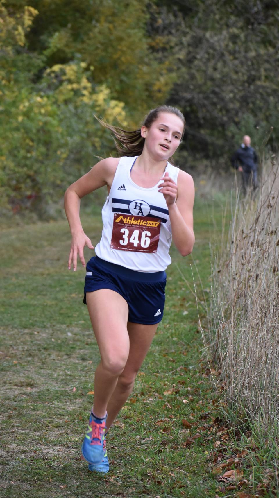 100-meter, 400-meter and 800-meter No. 1 ranked Hillsdale Academy junior Megan Roberts.