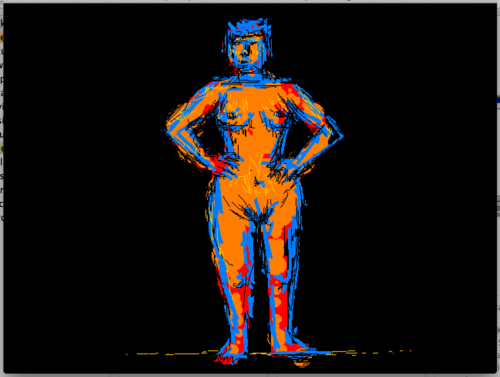 Nude figure drawn in Microsoft Paint