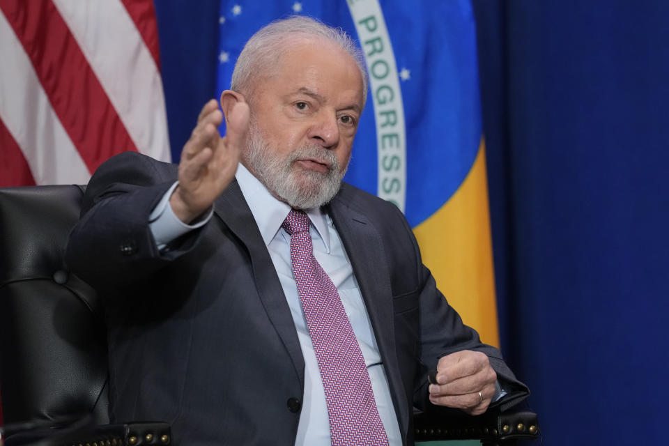 Brazil's President Luiz Inacio Lula da Silva speaks as he meets with President Joe Biden in New York, Wednesday, Sept. 20, 2023. (AP Photo/Susan Walsh)