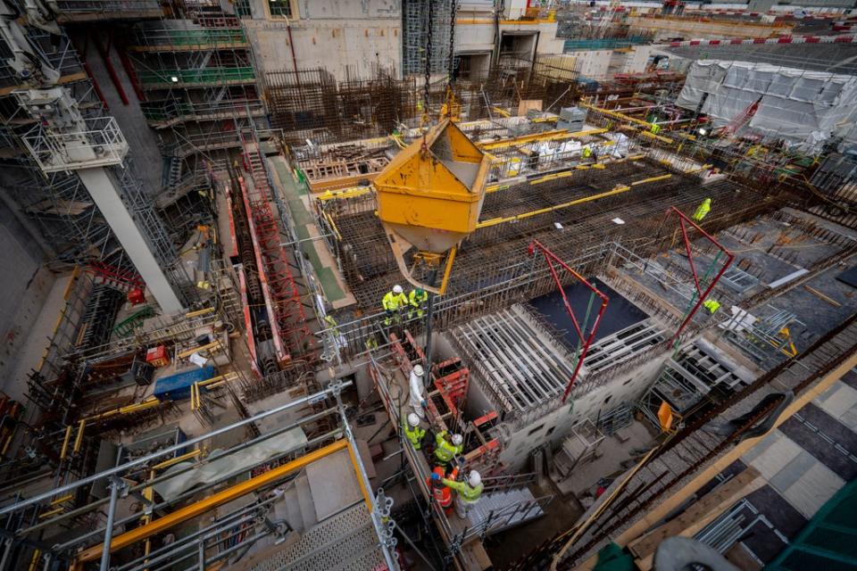 Concrete is ready to be poured as work continues at Hinkley Point C (Ben Birchall/PA) (PA Wire)