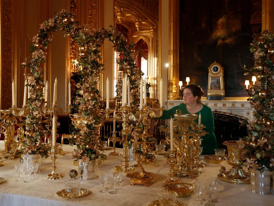 Inside the State Dining Room at Windsor Castle.