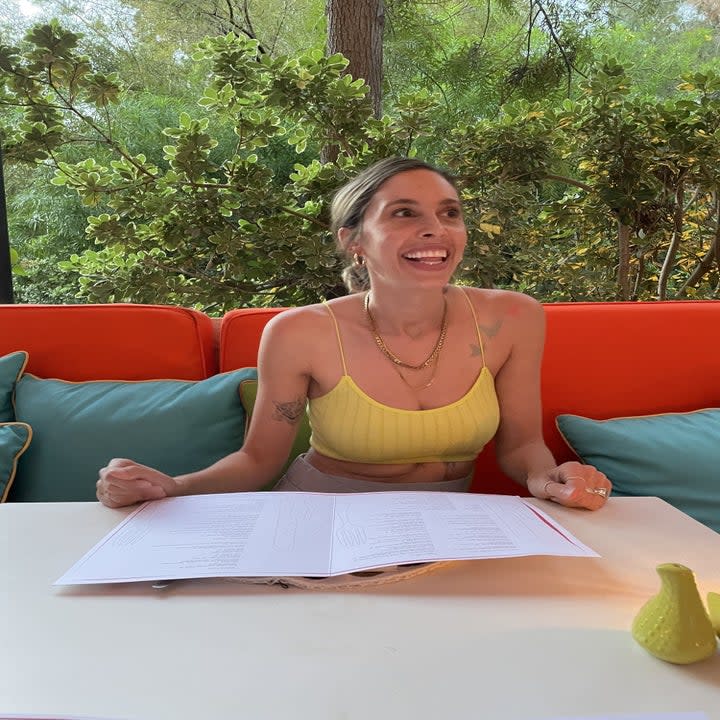 The author, Lara, seated at Norma's the restaurant