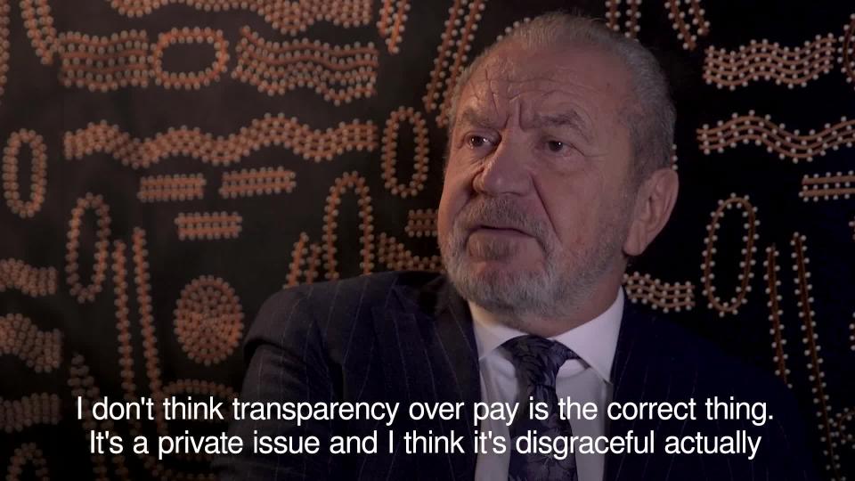 Lord Sugar says he thinks it is a ‘disgrace’ that the BBC was forced to publish what its staff were earning (PA)