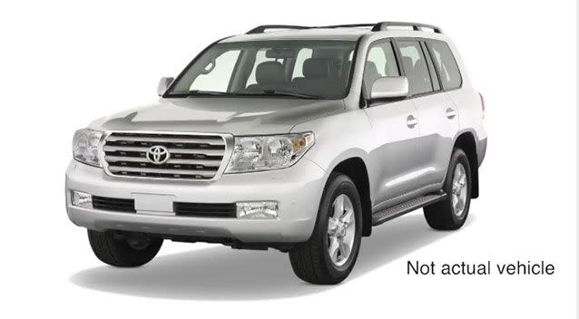 The vehicle used in the robbery was a silver Toyota Landcruiser with ACT registration plates YIC87E. Source: ACT Police