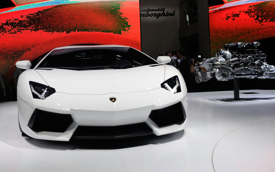 FRANKFURT AM MAIN, GERMANY - SEPTEMBER 14: Lamborghini Aventador is pictured during the press days at the IAA Frankfurt Auto Show on September 14, 2011 in Frankfurt am Main, Germany. The IAA will be open to the public from September 17 through September 25. (Photo by Thorsten Wagner/Getty Images)