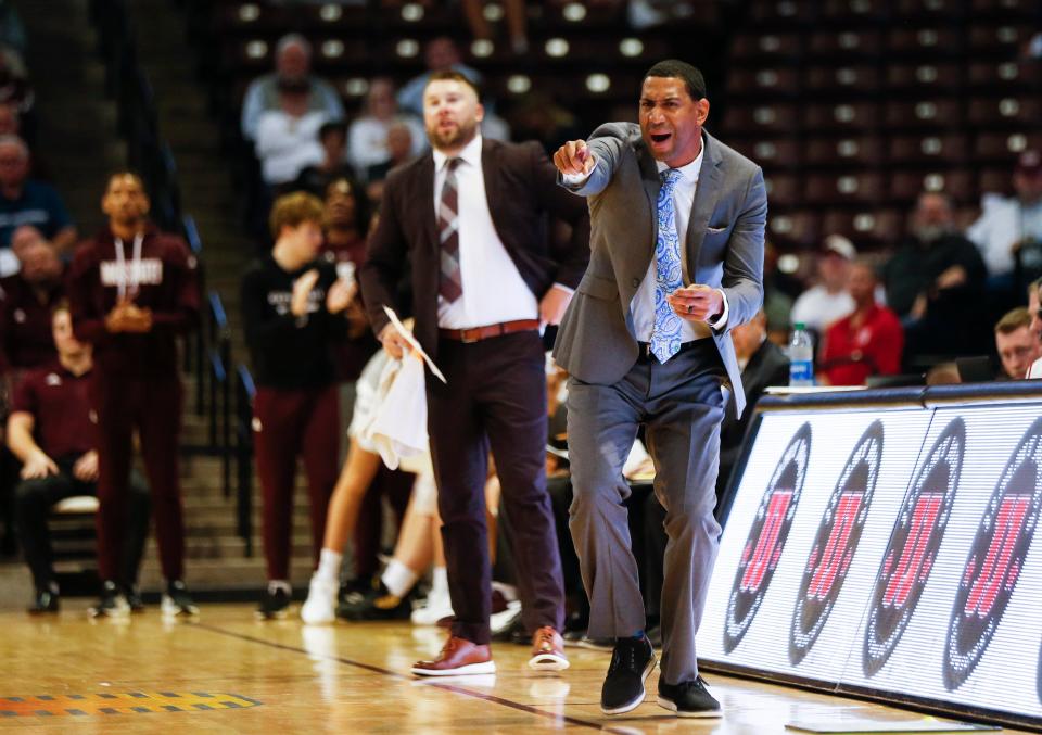 Missouri State Bears Head Coach Dana Ford as the Bears take on the Missouri S&T Miners at GSB Arena on Wednesday, Nov. 9, 2022.