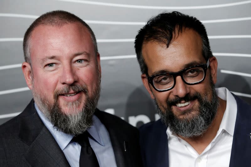 FILE PHOTO: Co-Founders of VICE Shane Smith and Suroosh Alvi pose as they arrive for the 20th Annual Webby Awards in Manhattan, New York