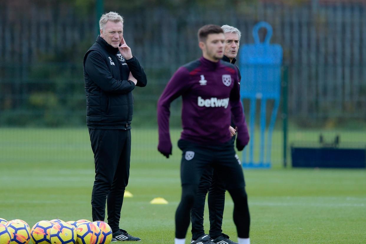 What have you got? Moyes watches over his players in training: West Ham United via Getty Images