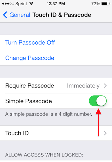 simple passcode ios