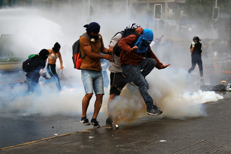 Protest against Chile's state economic model in Santiago