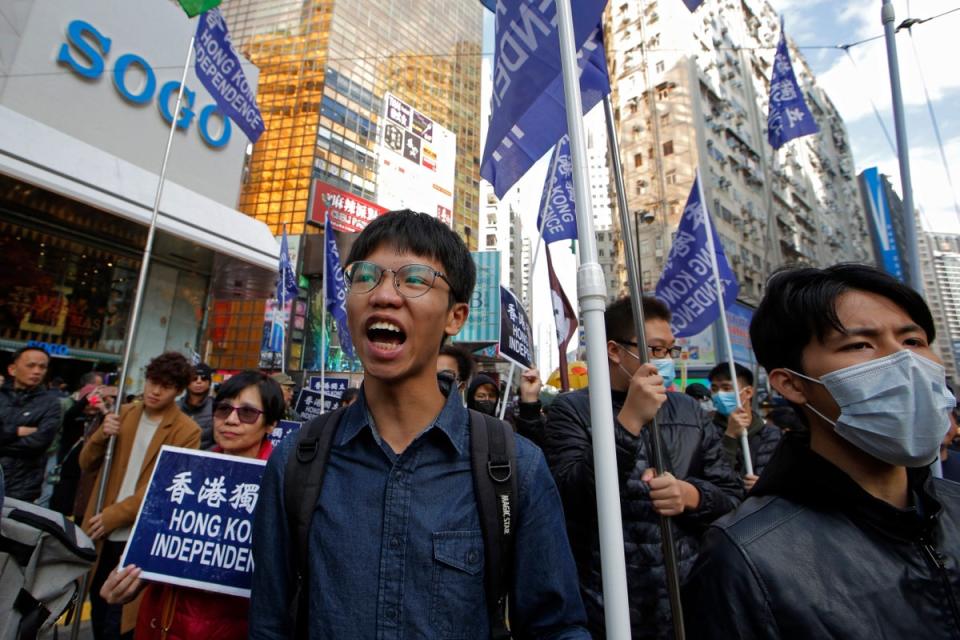 Hongkongers demonstrate against the Fugitive Offenders Bill in 2019 (AP)