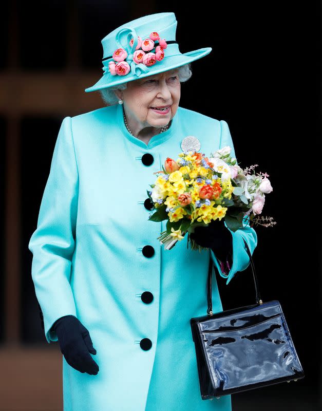 FILE PHOTO: Britain's Queen Elizabeth leaves the Easter Sunday service in Windsor Castle, in Windsor