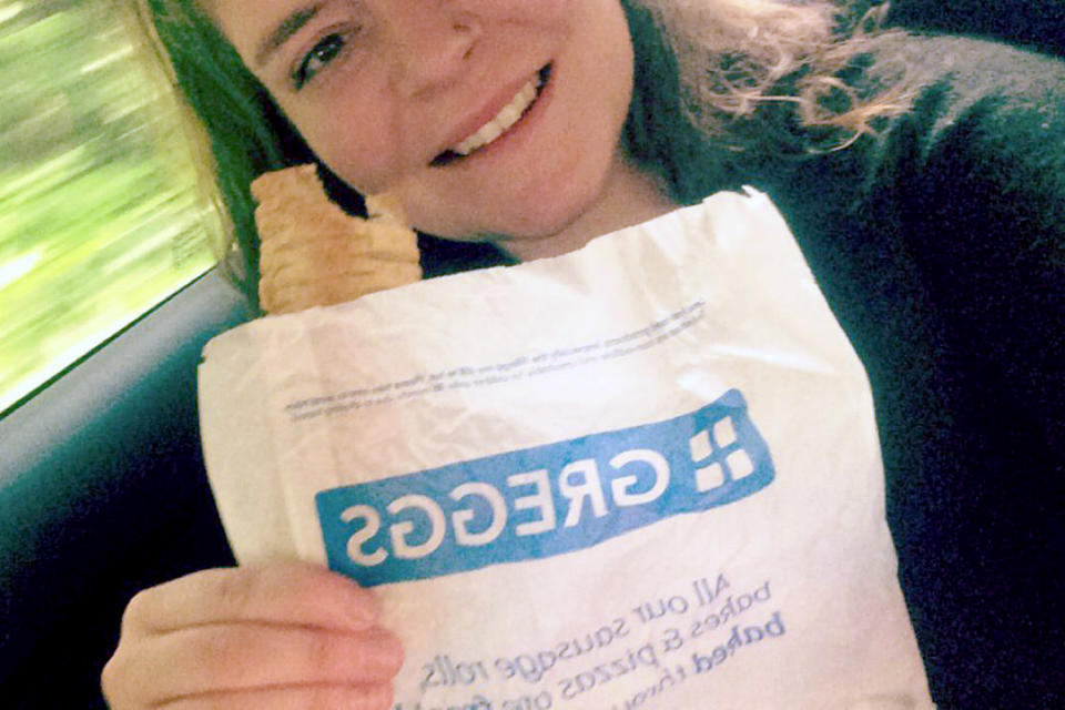 Mairead Sheehan has vowed to visit every one of Greggs' 1,764 stores. (Caters)