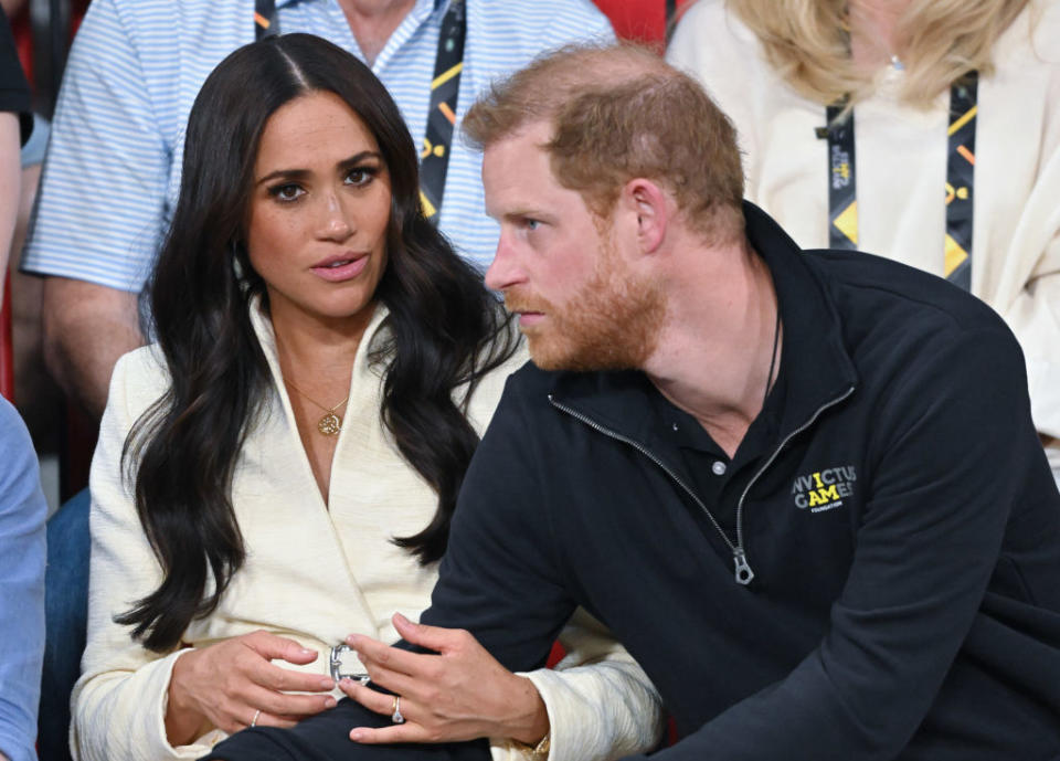 Prince Harry, Duke of Sussex and Meghan, Duchess of Sussex attend the sitting volleyball event during the Invictus Games.