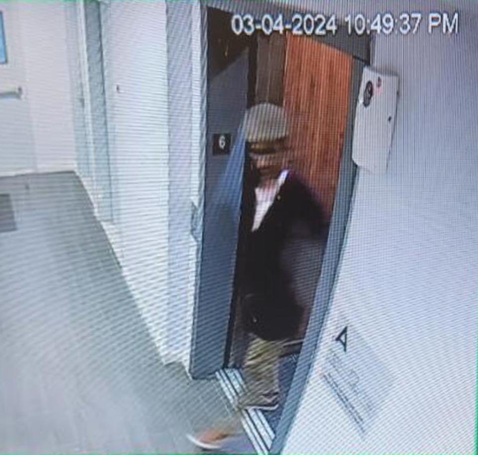 Building surveillance video showed Johnson arriving to the suspect’s apartment, police said. Obtained by NY Post