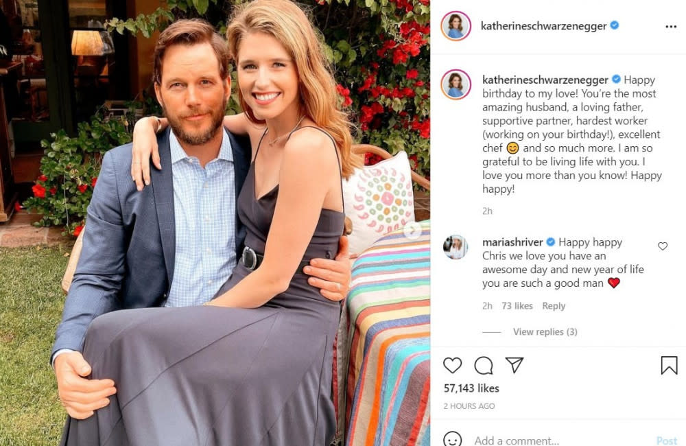 Chris Pratt and Katherine Schwarzenegger via Instagram credit:Bang Showbiz