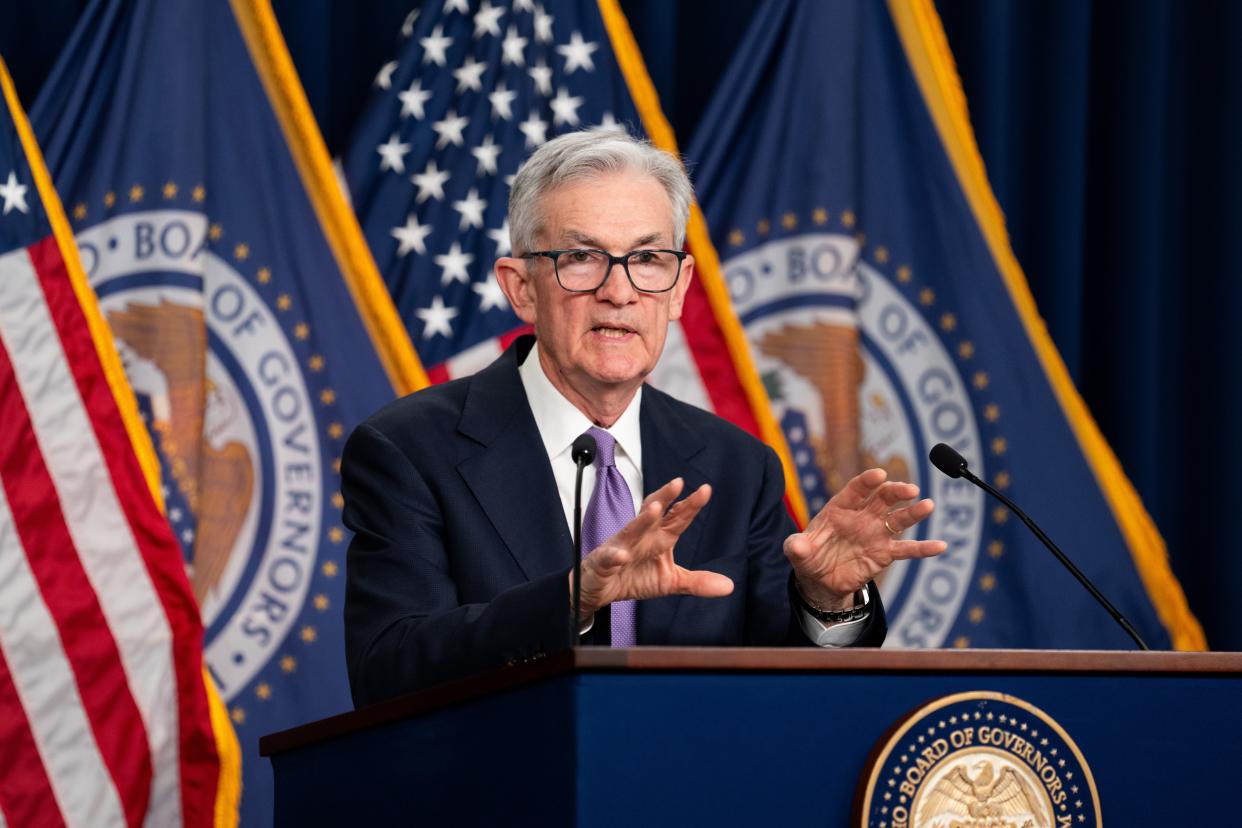 U.S. Federal Reserve Chair Jerome Powell attends a press conference in Washington, D.C., the United States, on Dec. 13, 2023. The U.S. Federal Reserve on Wednesday left interest rates unchanged at a 22-year high of 5.25 percent to 5.5 percent as inflation continued to cool, signaling an end to its rate hiking cycle and possible rate cuts next year. (Photo by Liu Jie/Xinhua via Getty Images)