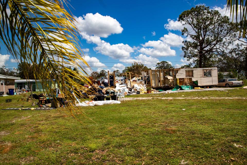 A mobile home at Suncoast Estates destroyed by Hurricane Ian is shown on Oct. 4, 2022. 