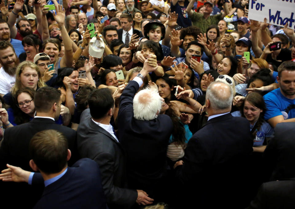 Greeting supporters in Oregon 