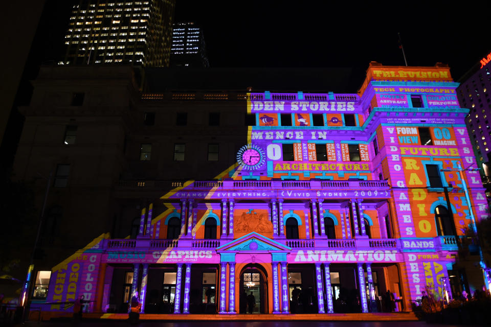 <p>The installation ‘Sydney Hidden Stories’ at Customs House as part of the Vivid Sydney festival of light in Sydney, Australia, May 26, 2016. Vivid Sydney runs from May 27 through to June 18 and is the largest festival of its kind in the world. (DEAN LEWINS/EPA) </p>