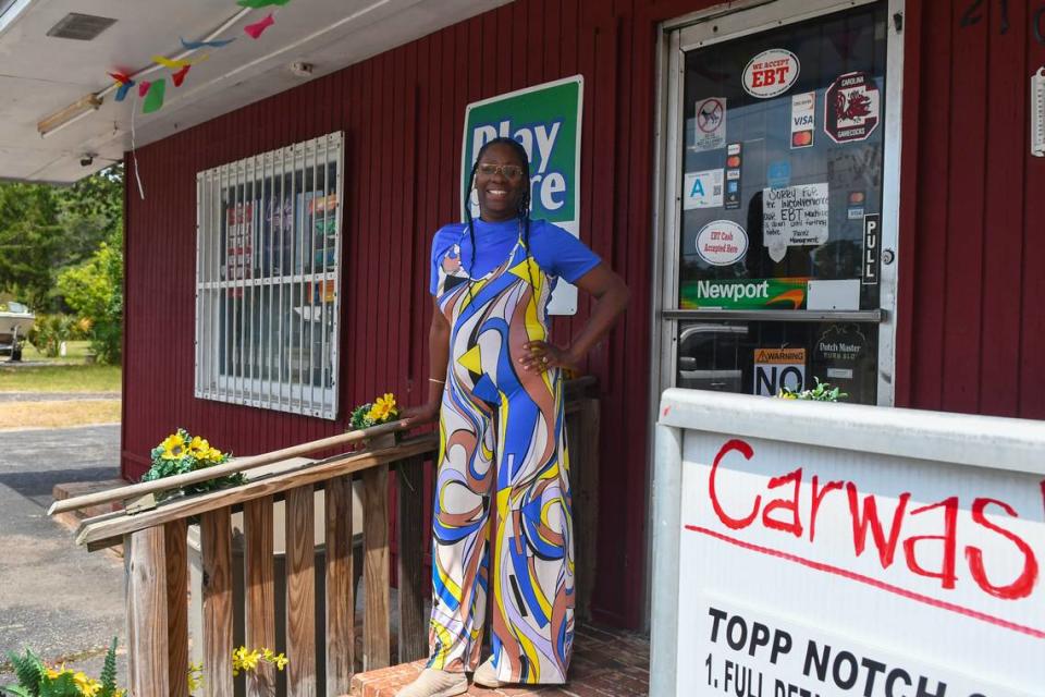 Louisiana native Sandra Mack poses for a photo at Fountain Island Blue Convenience Store on Thursday, June 27, 2024 on St. Helena Island. Mack recently remodeled the former and closed Seaside Mini Market and offers to customers a deli counter, access to the lottery, bait for fishing and a full-service car wash.