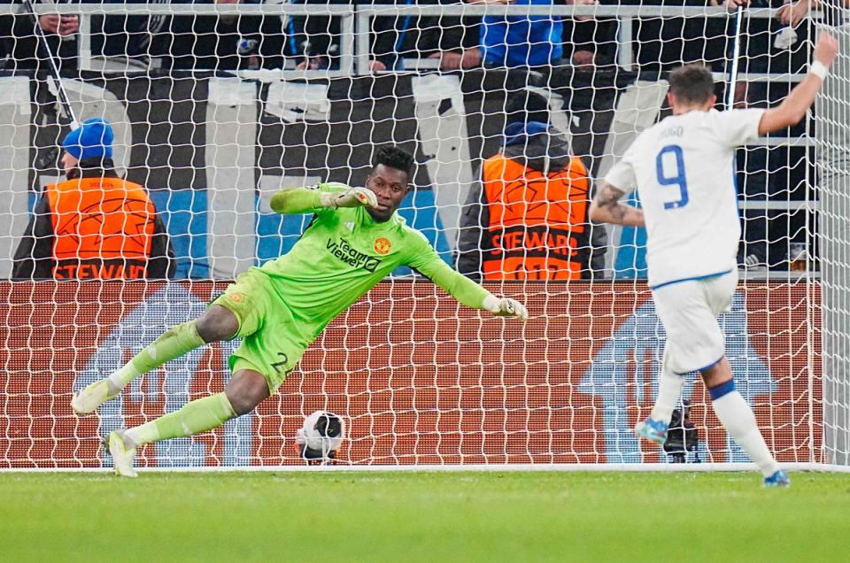 Diogo Goncalves’s penalty brought Copenhagen level before half-time after being two goals down (Ritzau Scanpix/AFP via Getty Ima)