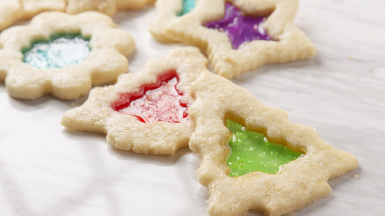 Stained glass cookies with color inside