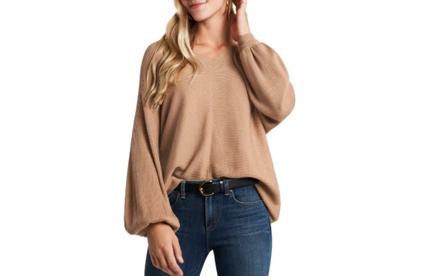 1.State Ribbed Balloon Sleeve Cotton Blend Sweater - $40 (originally $69)