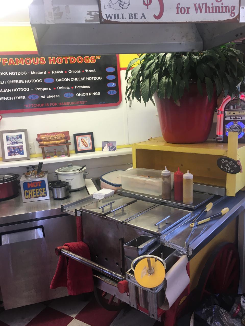 A hot dog cart that was used by the late Russ Ayres is still in use at Russ Ayres Famous Hot Dogs in Bordentown in Burlington County. Chris Baldassari and his wife Pam have owned the popular shop since 1999.