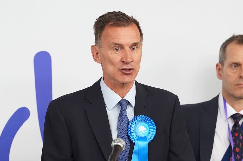 Chancellor of the Exchequer Jeremy Hunt at the declaration for the Godalming and Ash constituency