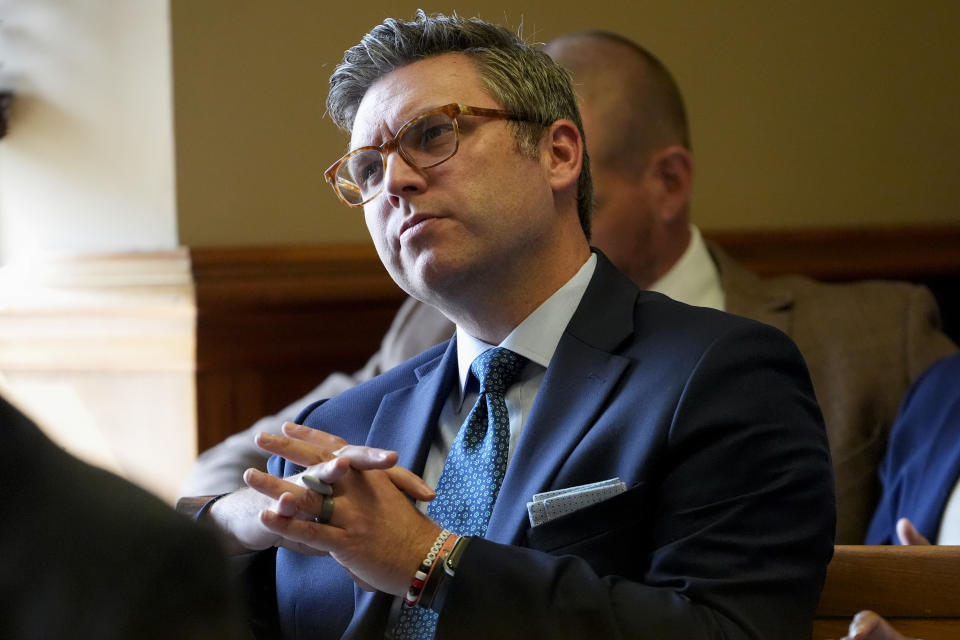 Covenant School parent Brent Leatherwood attends a hearing to decide whether the journals of a Nashville school shooter can be released to the public Tuesday, April 16, 2024, in Nashville, Tenn. (AP Photo/George Walker IV)