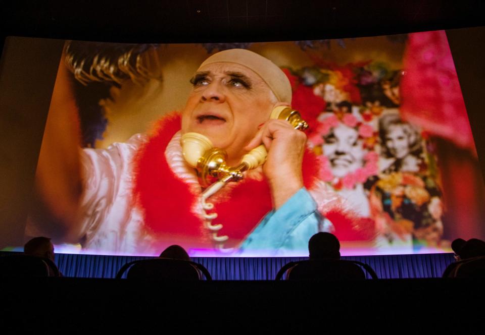 A clip of late actor Leslie Jordan is shown during a tribute in his honor at LGBT Days at Mary Pickford is D'Place in Cathedral City, Calif., Saturday, March 4, 2023.