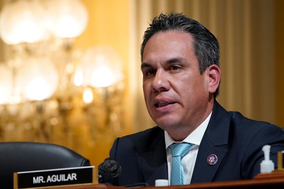 Rep. Pete Aguilar D-Ca, speaks during the Oct. 13, 2022 hearing of the committee to investigate the January 6 attack on the United States Capitol in Washington DC.