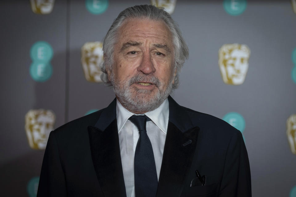 Actor Robert De Niro poses for photographers upon arrival at the Bafta Film Awards, in central London, Sunday, Feb. 2 2020. (Photo by Vianney Le Caer/Invision/AP)