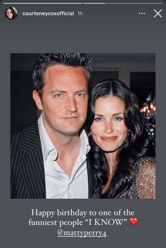 Courteney Cox's birthday message to Matthew Perry (Photo: Instagram)