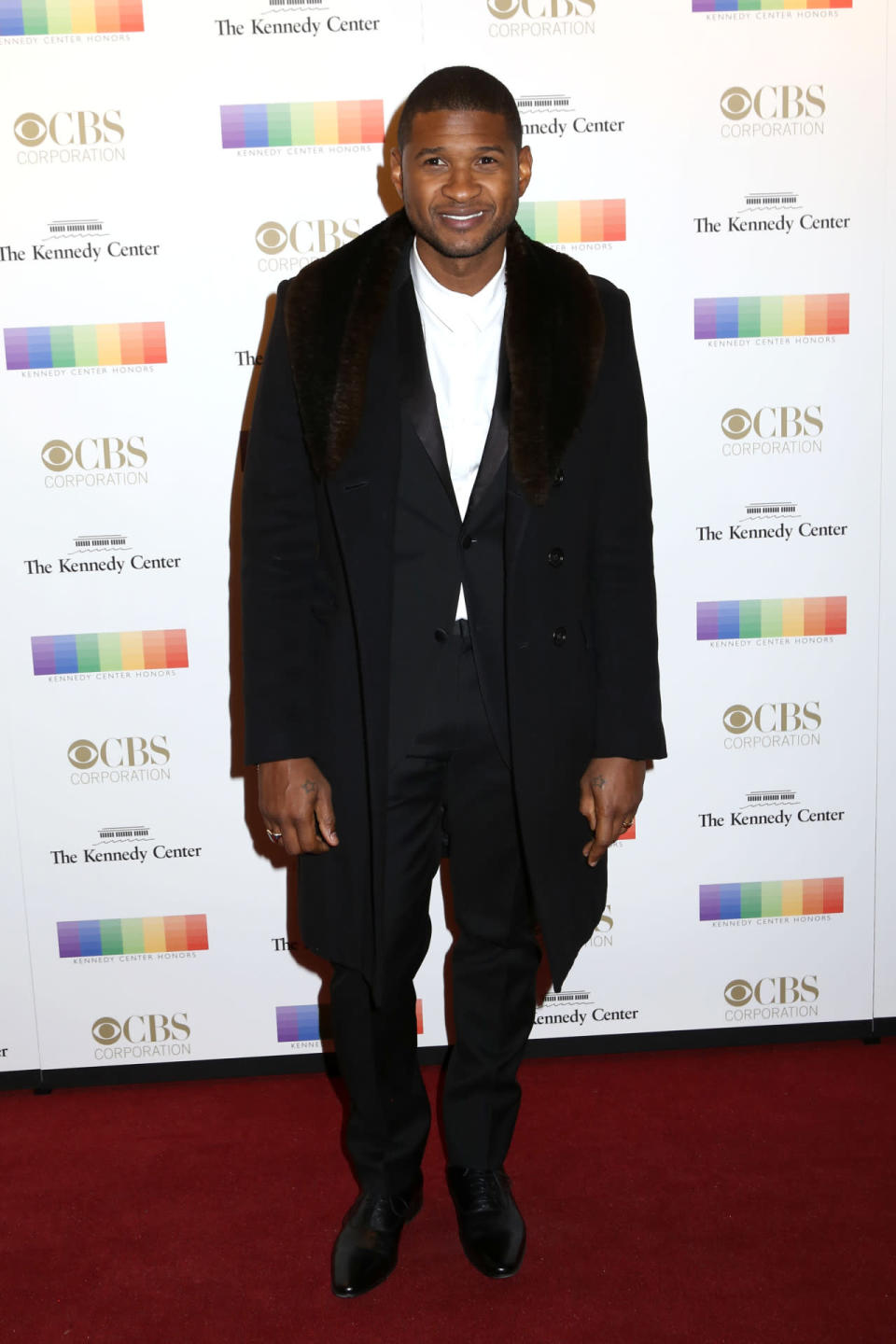 Usher in a fur-lined coat at the 38th Annual Kennedy Center Honors at The Kennedy Center Hall of States in Washington, DC.